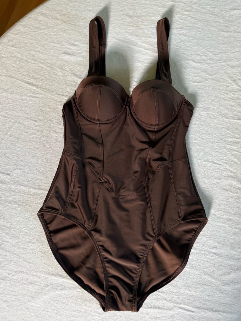 Tahari Chocolate Brown One-Piece Swimsuit with Structured Cups